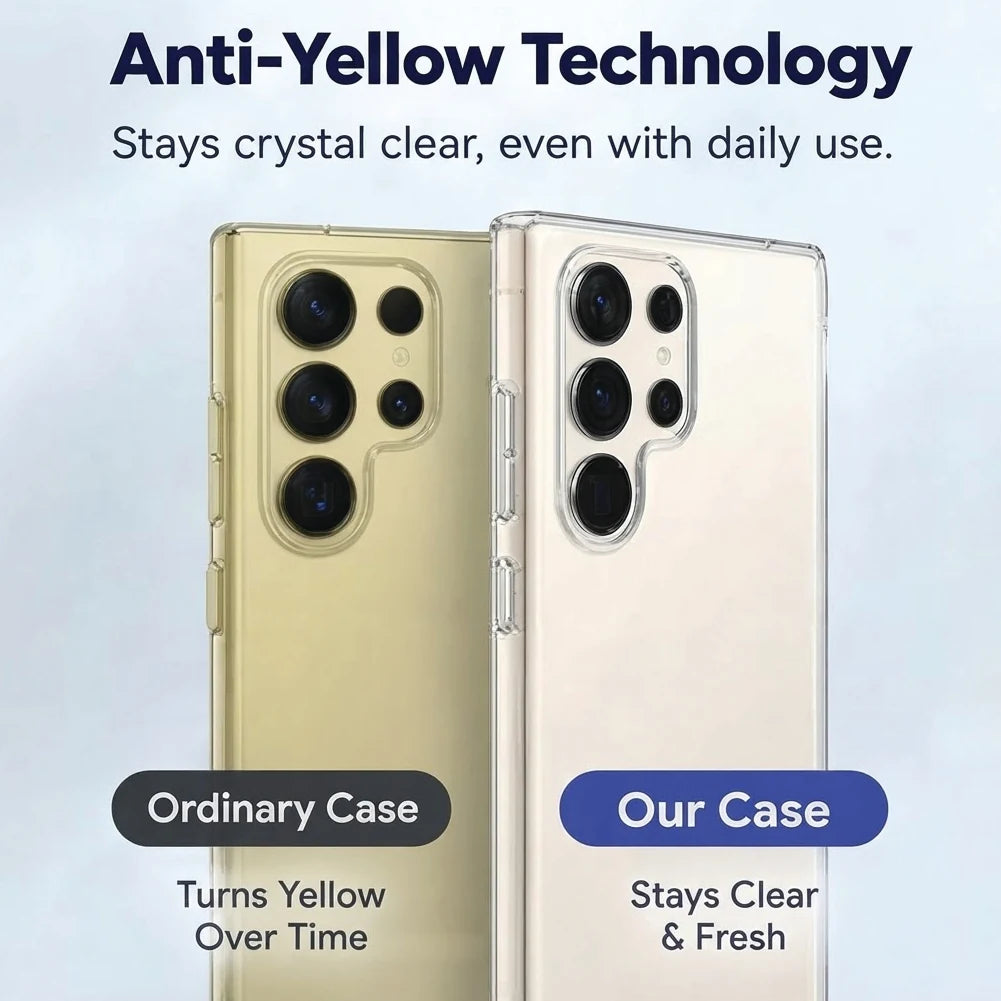 Anti-yellow technology on Samsung Galaxy S25 Ultra case – ordinary case turns yellow, this one stays clear