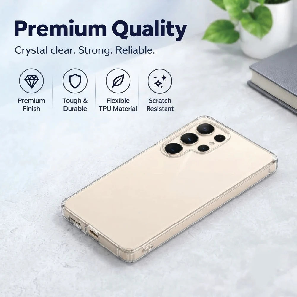 Premium quality Samsung Galaxy S25 Ultra clear case – flexible, tough and scratch-resistant TPU