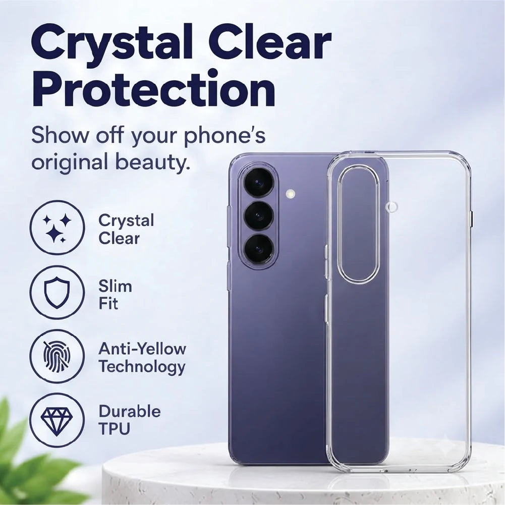 Crystal clear protection for Samsung Galaxy S26 – slim fit, anti-yellow, durable TPU case