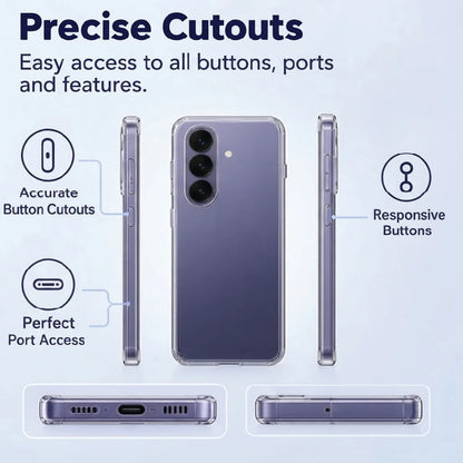 Samsung Galaxy S26 clear case side views – accurate button cutouts and perfect port access