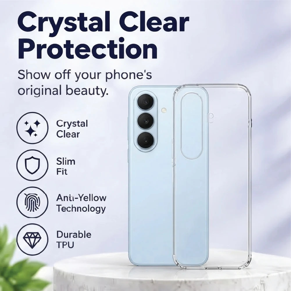 Crystal clear protection for Samsung Galaxy S26 Plus – slim fit, anti-yellow, durable TPU case