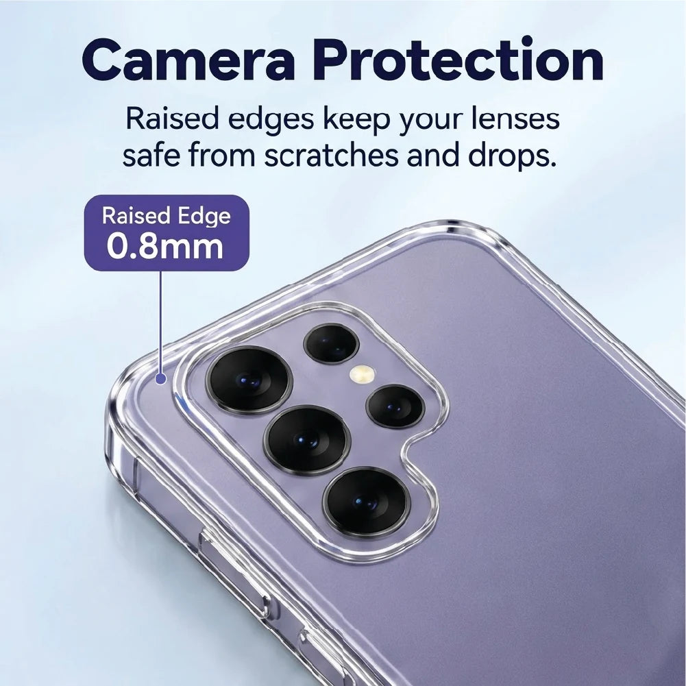 Samsung Galaxy S26 Ultra clear case camera protection – 0.8mm raised edge around the lenses