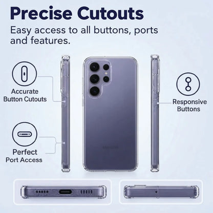 Samsung Galaxy S26 Ultra clear case side views – accurate button cutouts and perfect port access