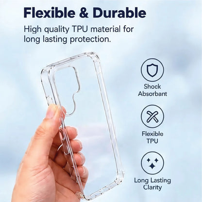 Flexible and durable Samsung Galaxy S26 Ultra clear TPU case – shock absorbent, long-lasting clarity