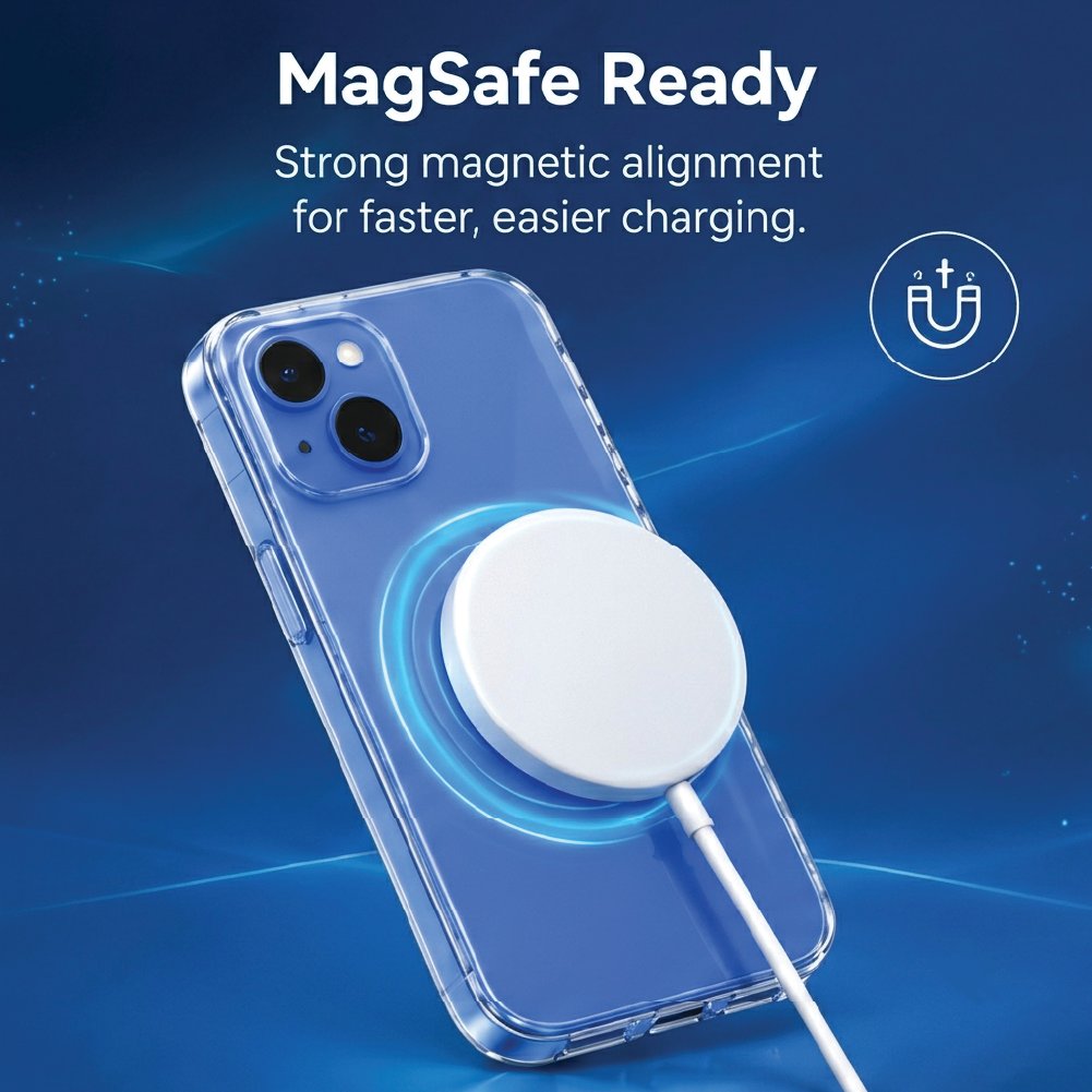 Strong magnetic alignment for MagSafe charging - iPhone 15 Plus