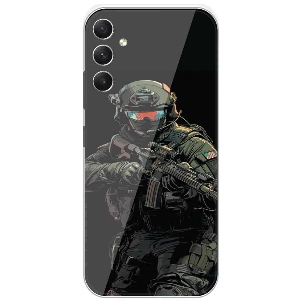 Armored Commando - Printed Silicone Case for Samsung Galaxy A34
