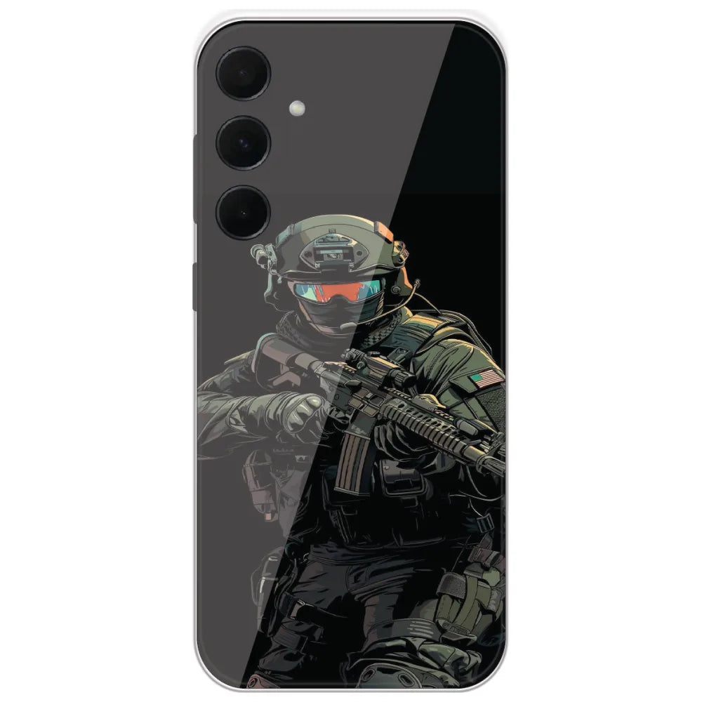 Armored Commando - Printed Silicone Case for Samsung Galaxy A35