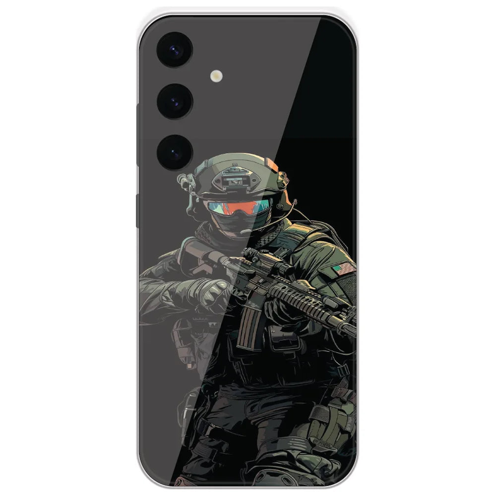 Armored Commando - Printed Silicone Case for Samsung Galaxy S24 Plus