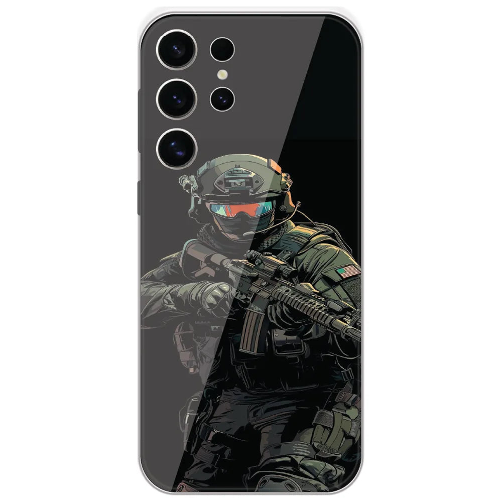 Armored Commando - Printed Silicone Case for Samsung Galaxy S24 Ultra
