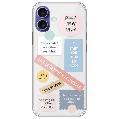 Be Happy - Clear Printed Silicone Case for Apple iPhone 17