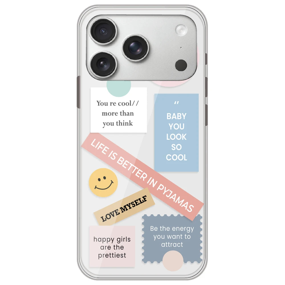 Be Happy - Clear Printed Silicone Case for Apple iPhone 17 Pro