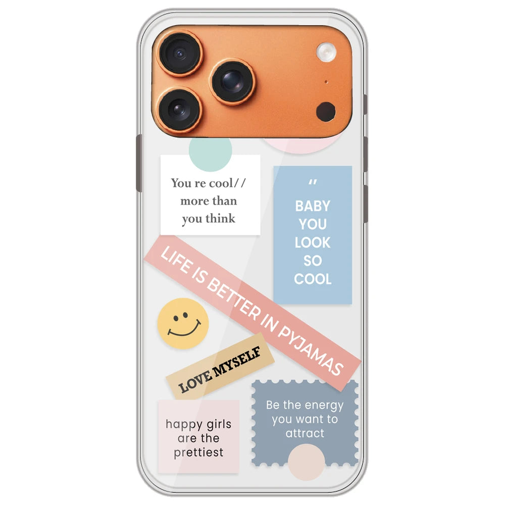 Be Happy - Clear Printed Silicone Case for Apple iPhone 17 Pro Max