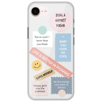 Be Happy - Clear Printed Silicone Case for Apple iPhone 17e