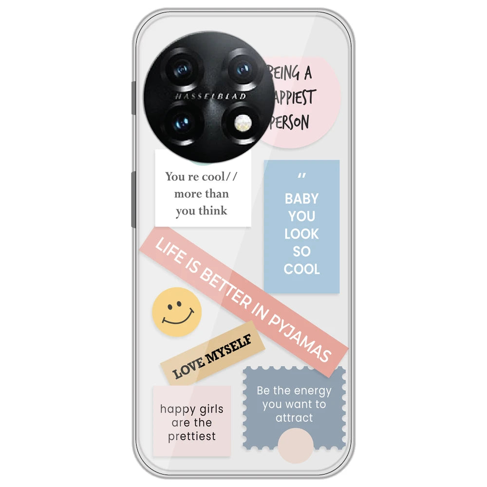 Be Happy - Clear Printed Silicone Case for OnePlus 11