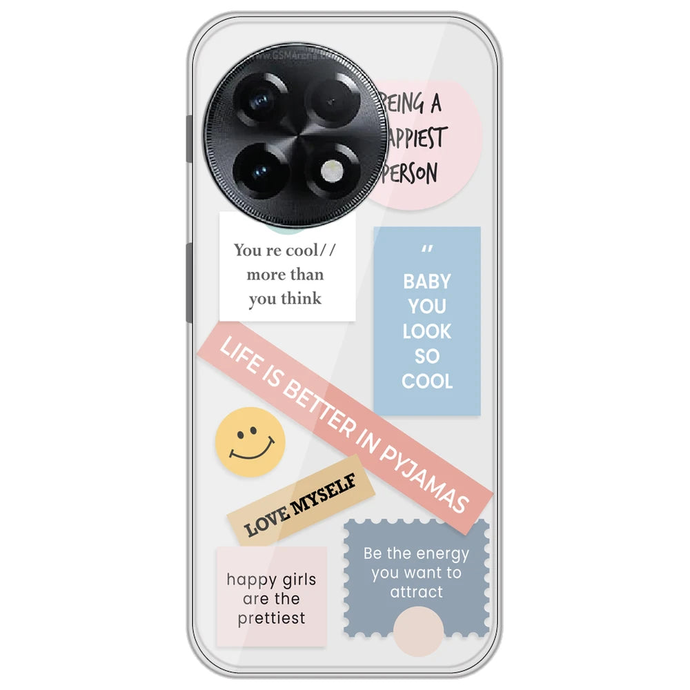 Be Happy - Clear Printed Silicone Case for OnePlus 11R
