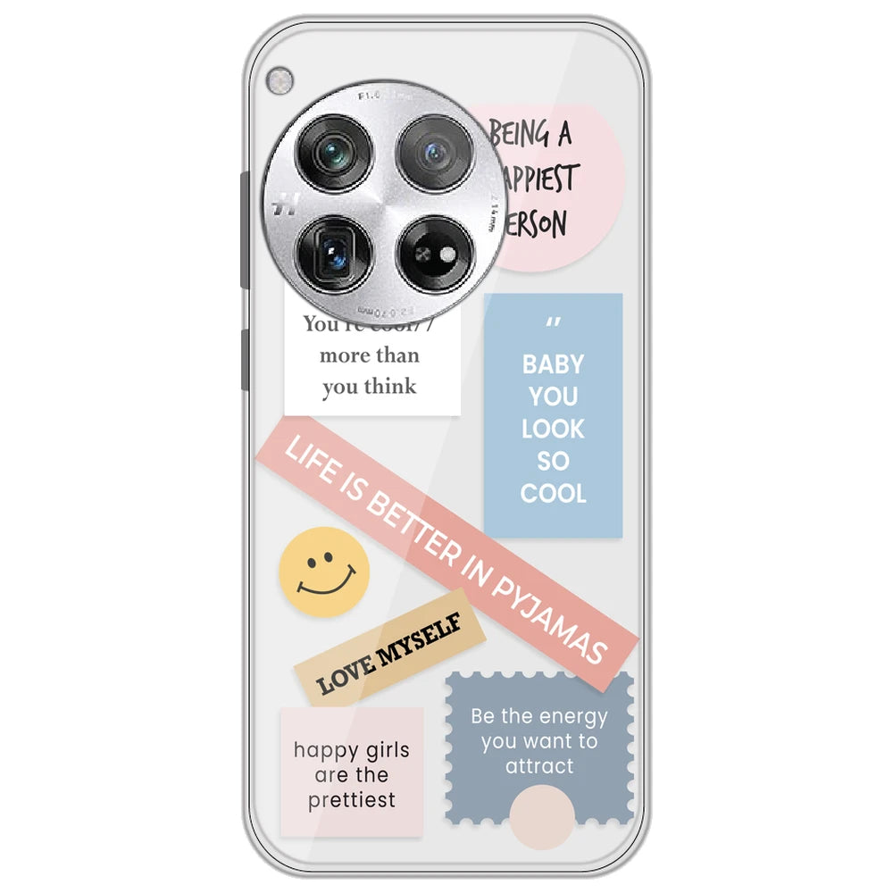 Be Happy - Clear Printed Silicone Case for OnePlus 12