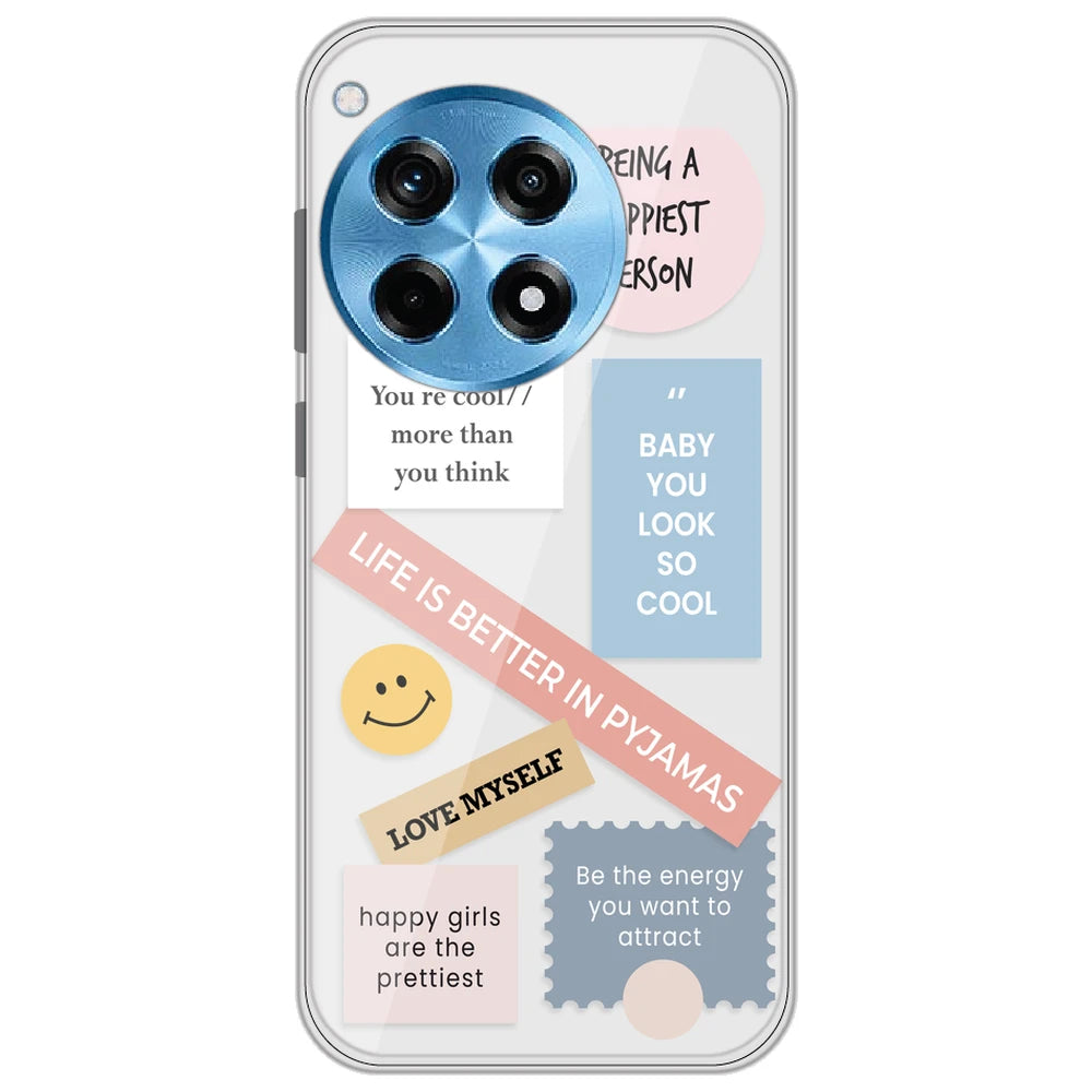 Be Happy - Clear Printed Silicone Case for OnePlus 12R