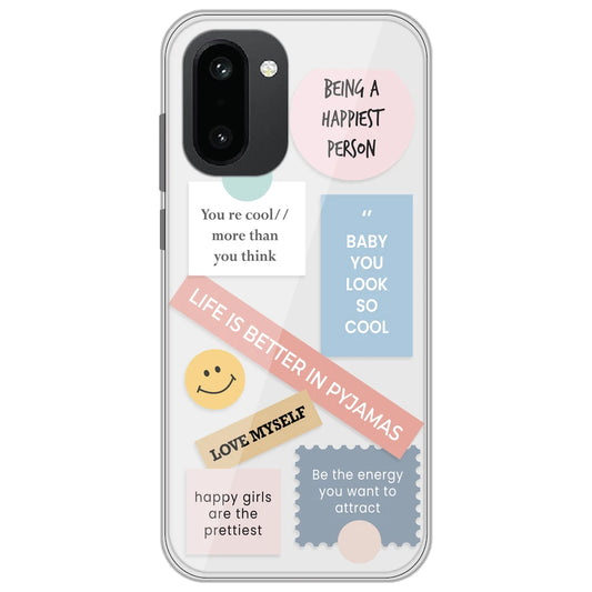 Be Happy - Clear Printed Silicone Case for OnePlus 15R