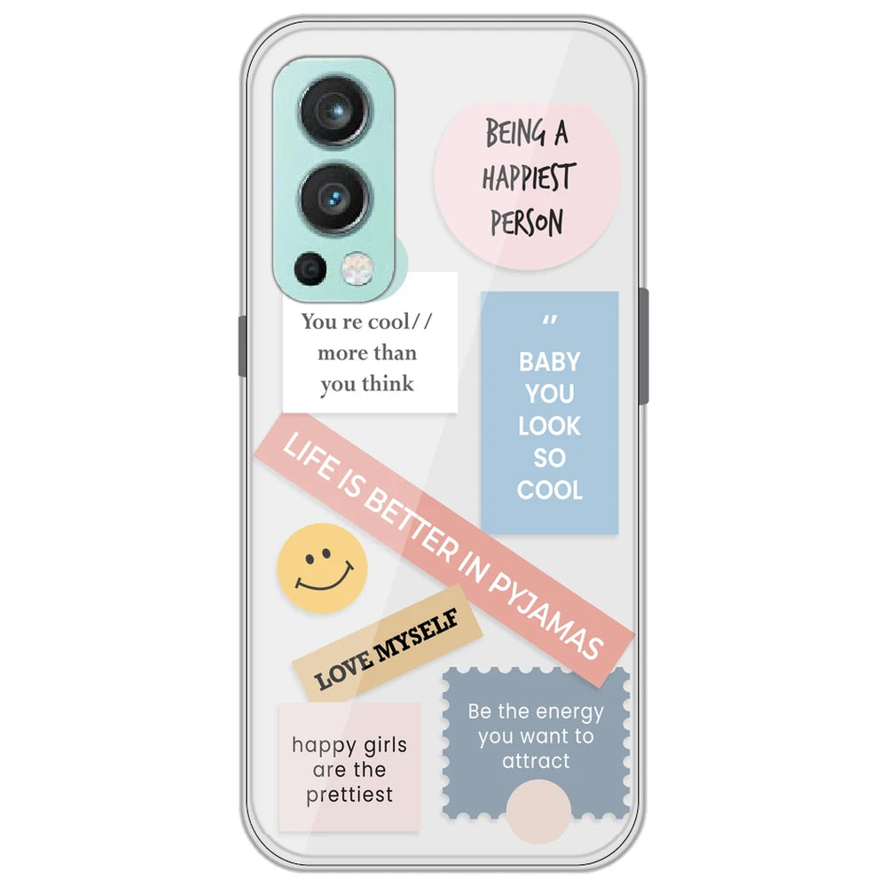 Be Happy - Clear Printed Silicone Case for OnePlus Nord 2