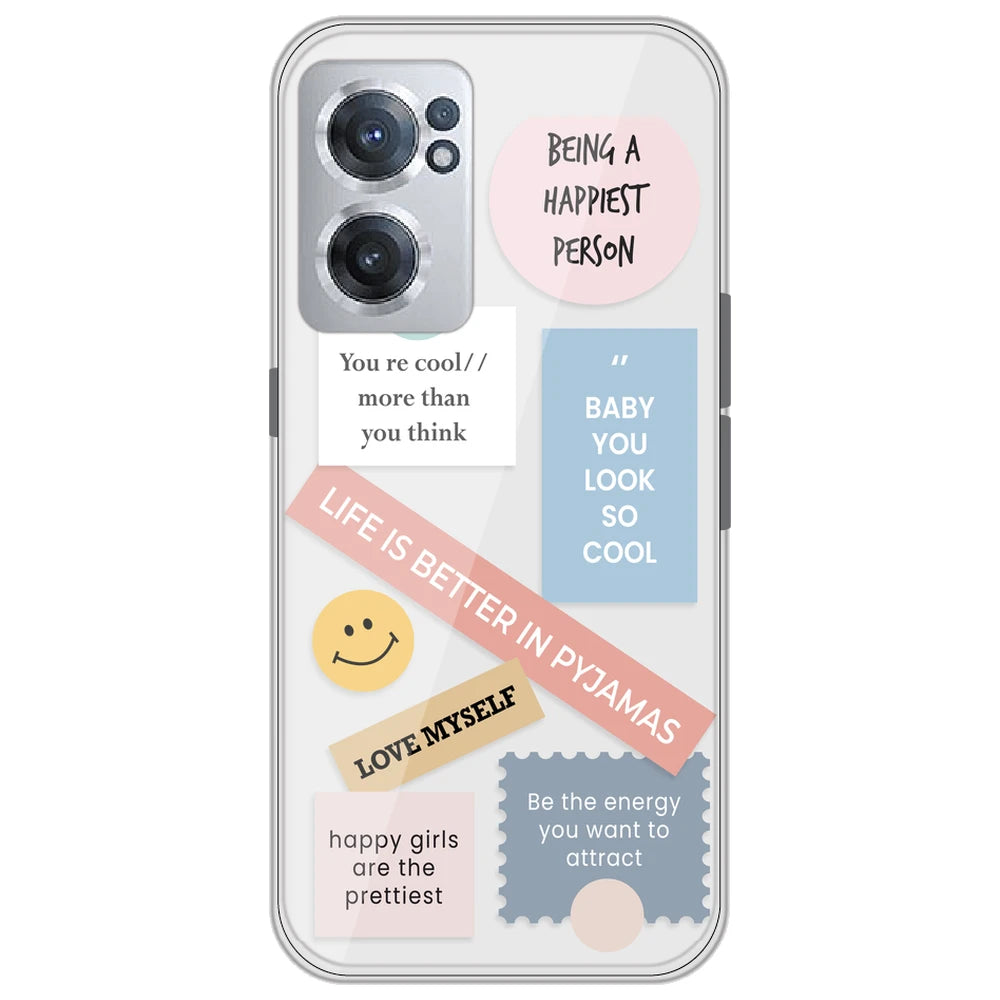 Be Happy - Clear Printed Silicone Case for OnePlus Nord CE 2