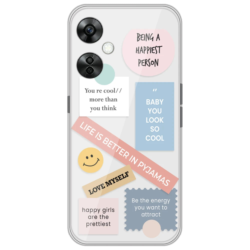Be Happy - Clear Printed Silicone Case for OnePlus Nord CE 3 Lite
