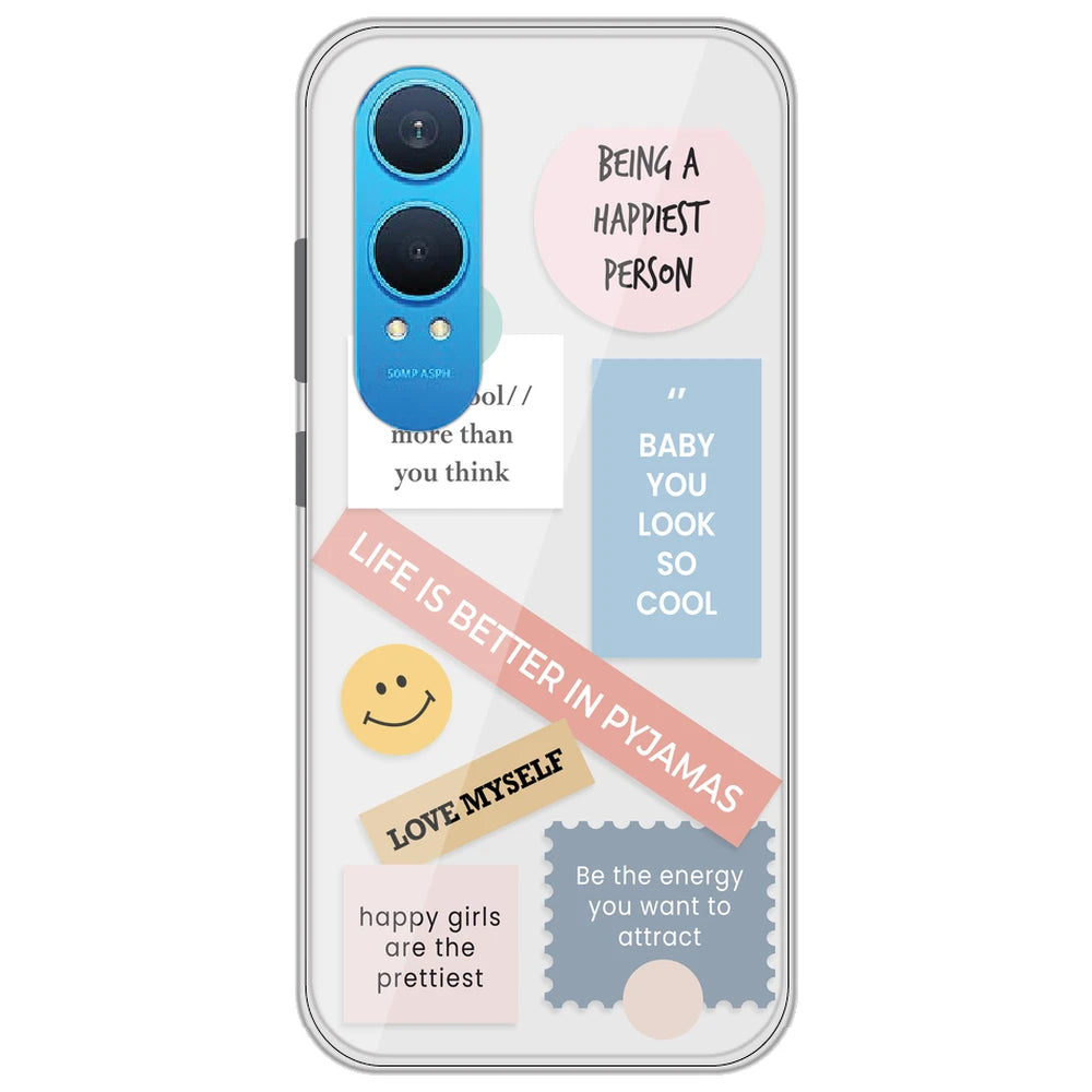 Be Happy - Clear Printed Silicone Case for OnePlus Nord CE 4 Lite