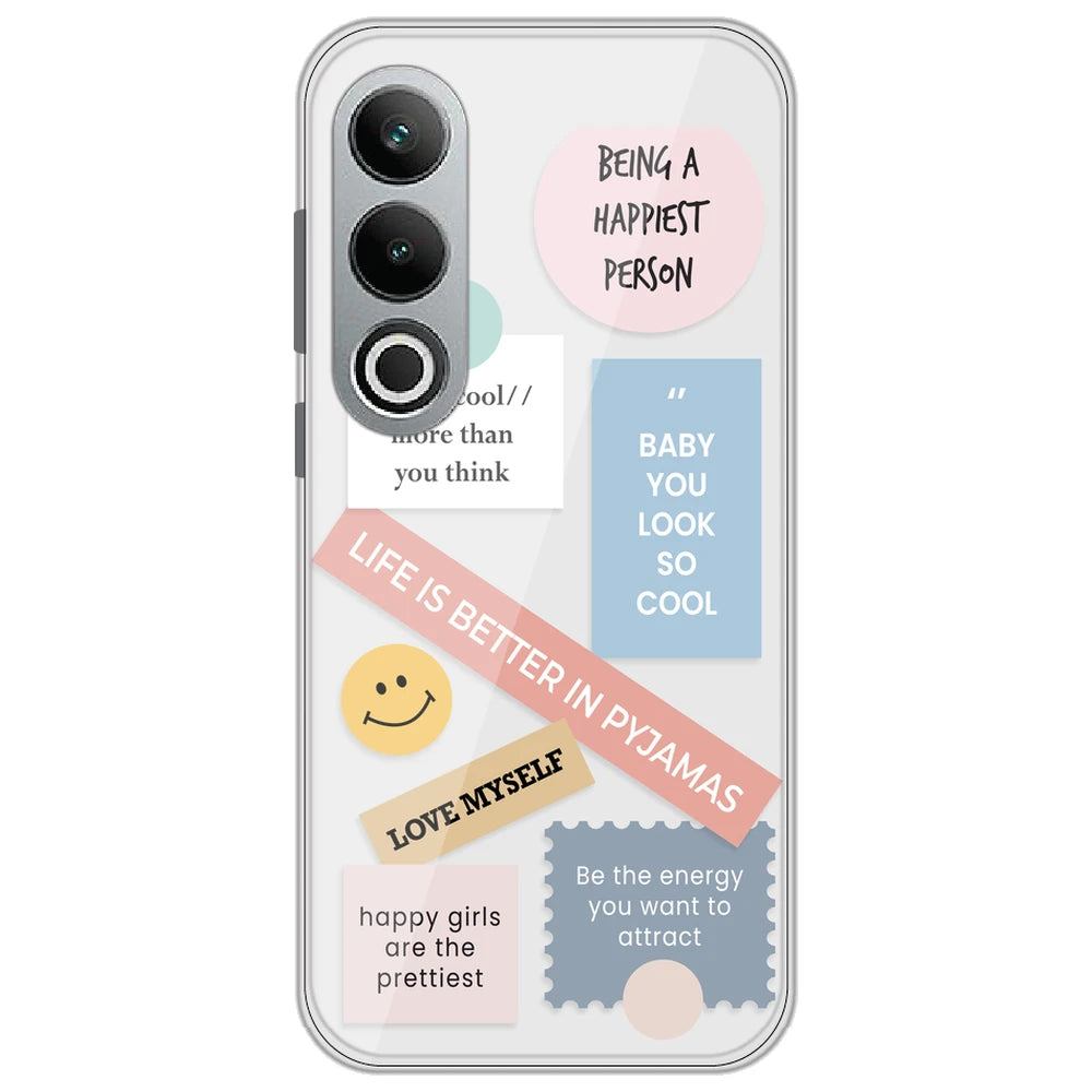 Be Happy - Clear Printed Silicone Case for OnePlus Nord CE 4