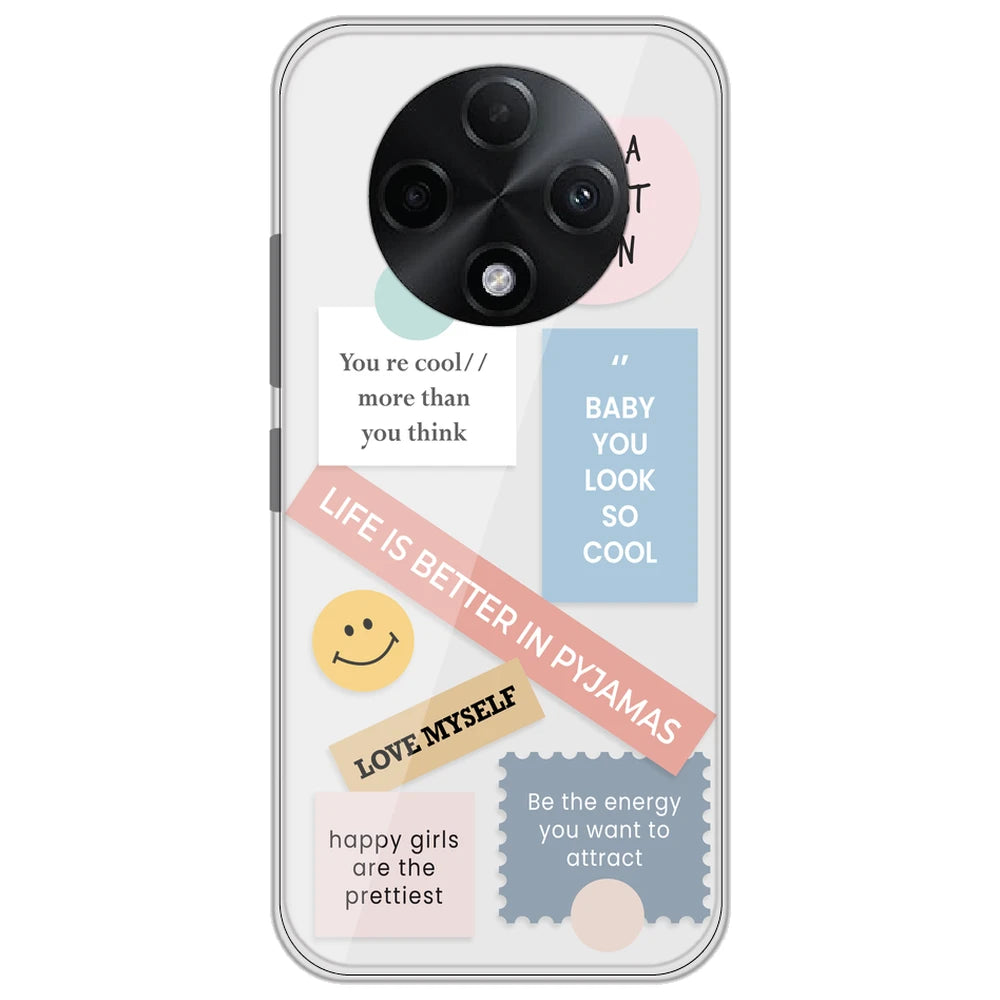 Be Happy - Clear Printed Silicone Case for Oppo F27 Pro Plus