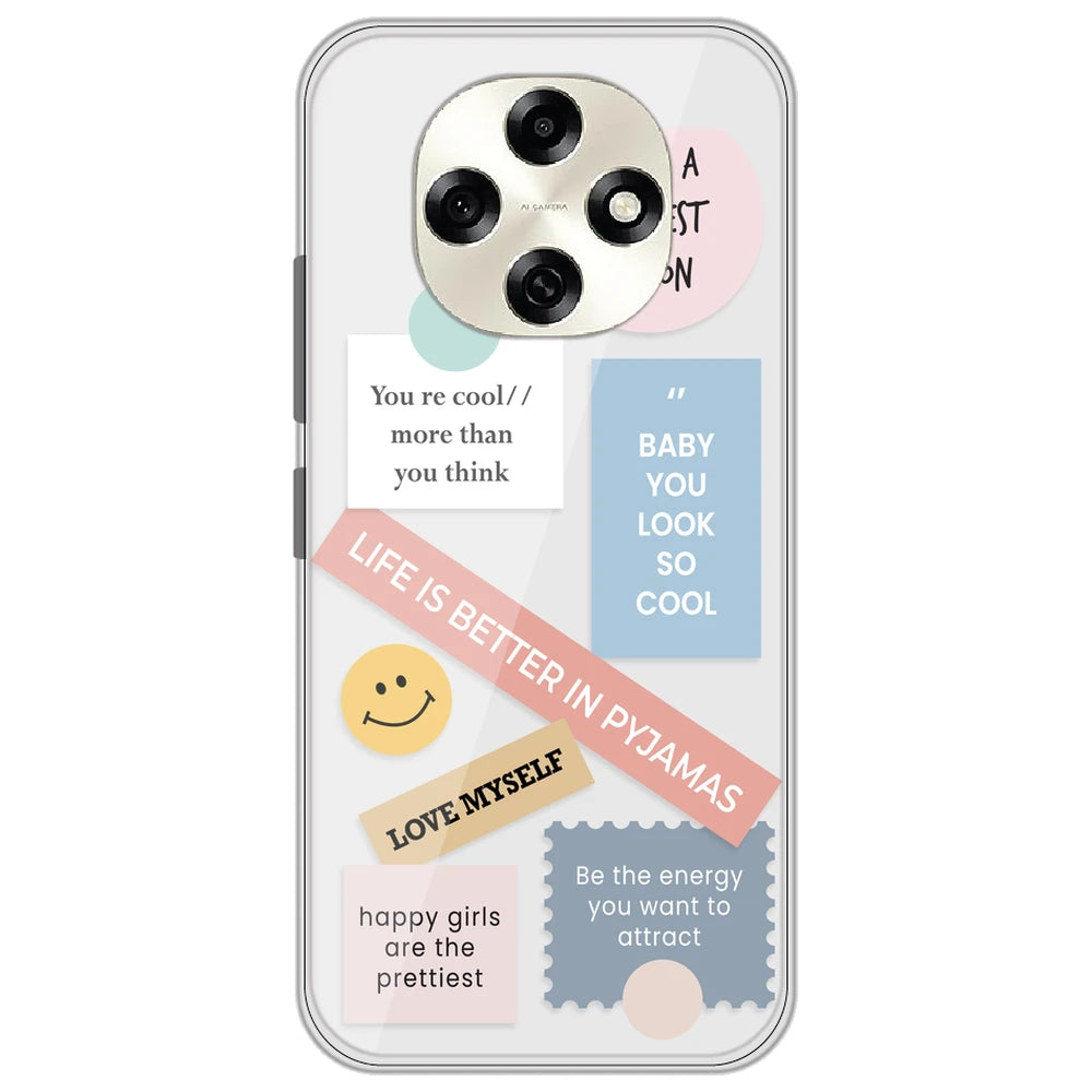 Be Happy - Clear Printed Silicone Case for Oppo F31 Pro