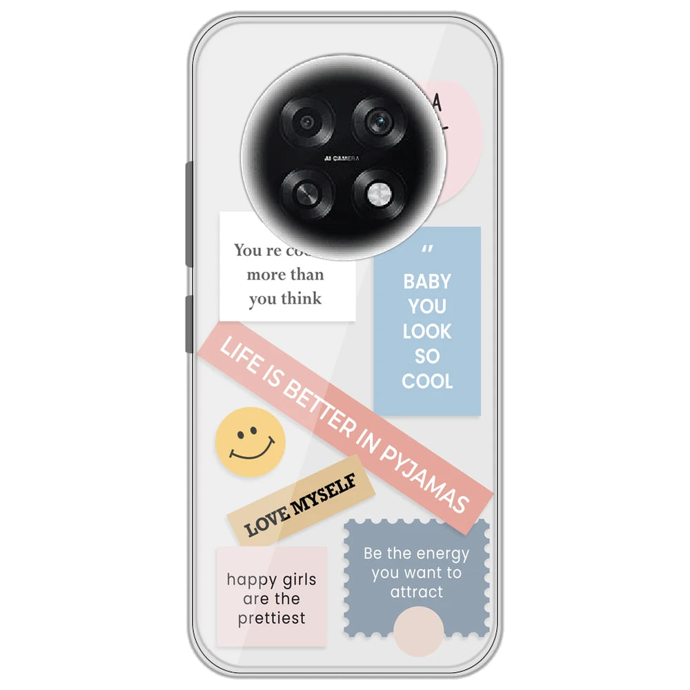 Be Happy - Clear Printed Silicone Case for Oppo F31 Pro Plus
