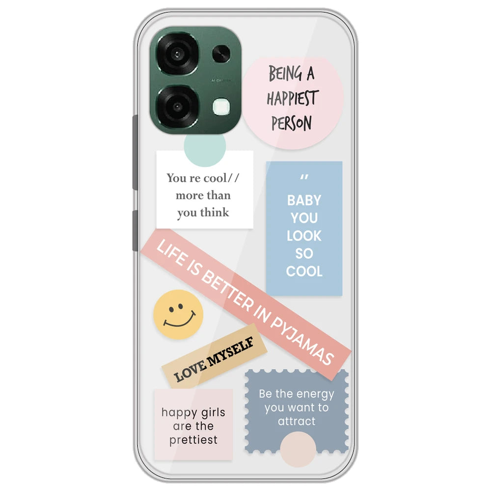 Be Happy - Clear Printed Silicone Case for Oppo F33
