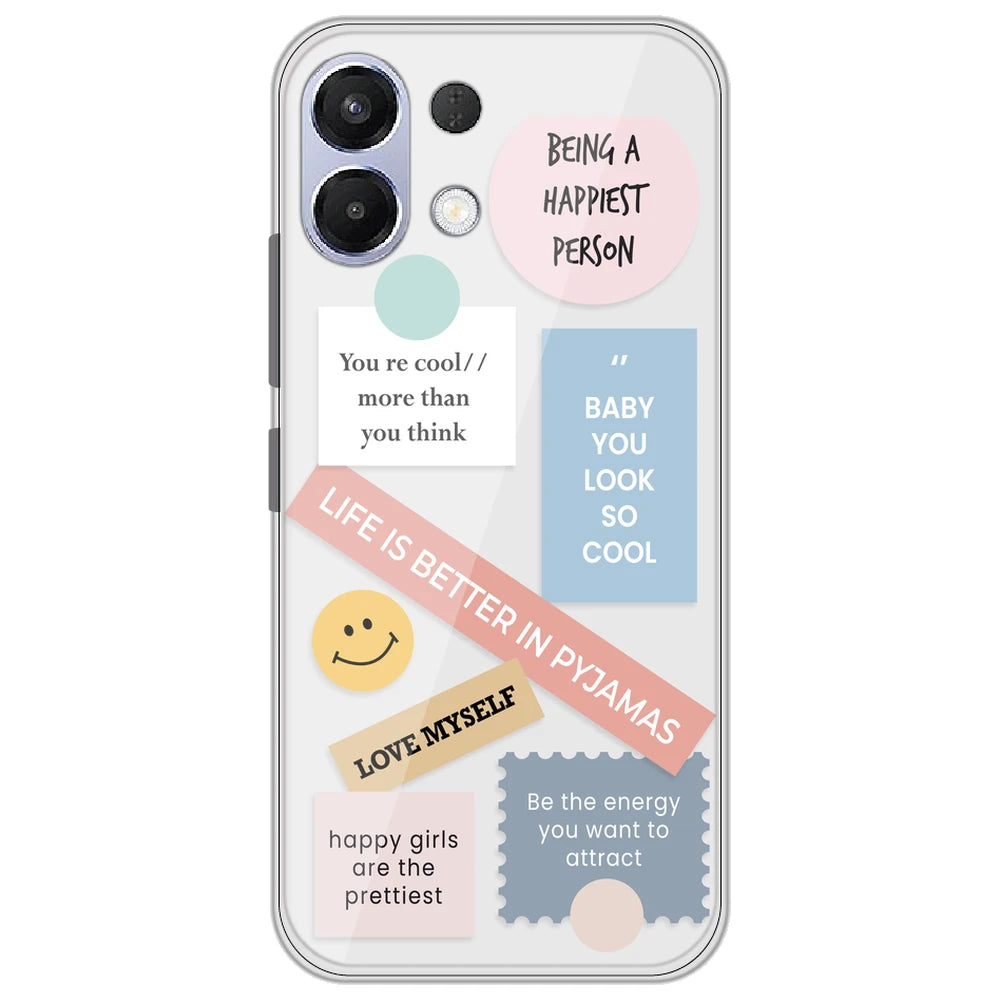 Be Happy - Clear Printed Silicone Case for Oppo K13