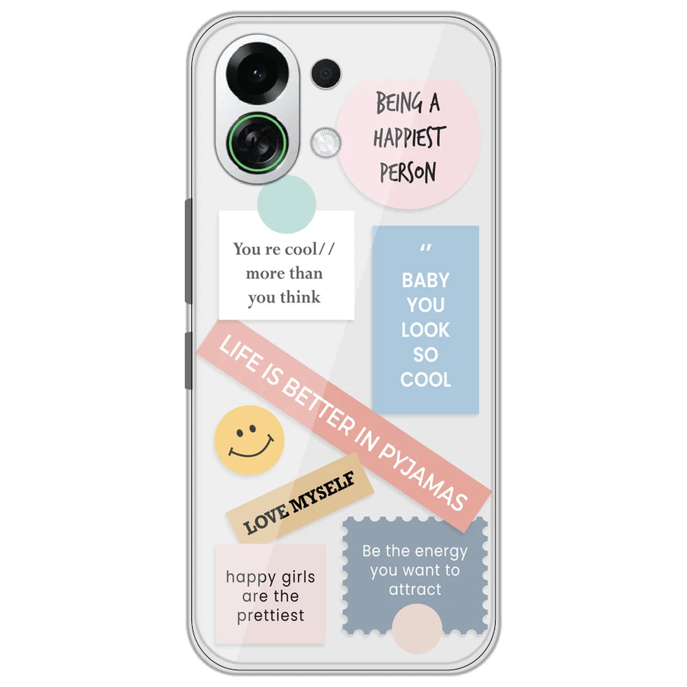 Be Happy - Clear Printed Silicone Case for Oppo K13 Turbo