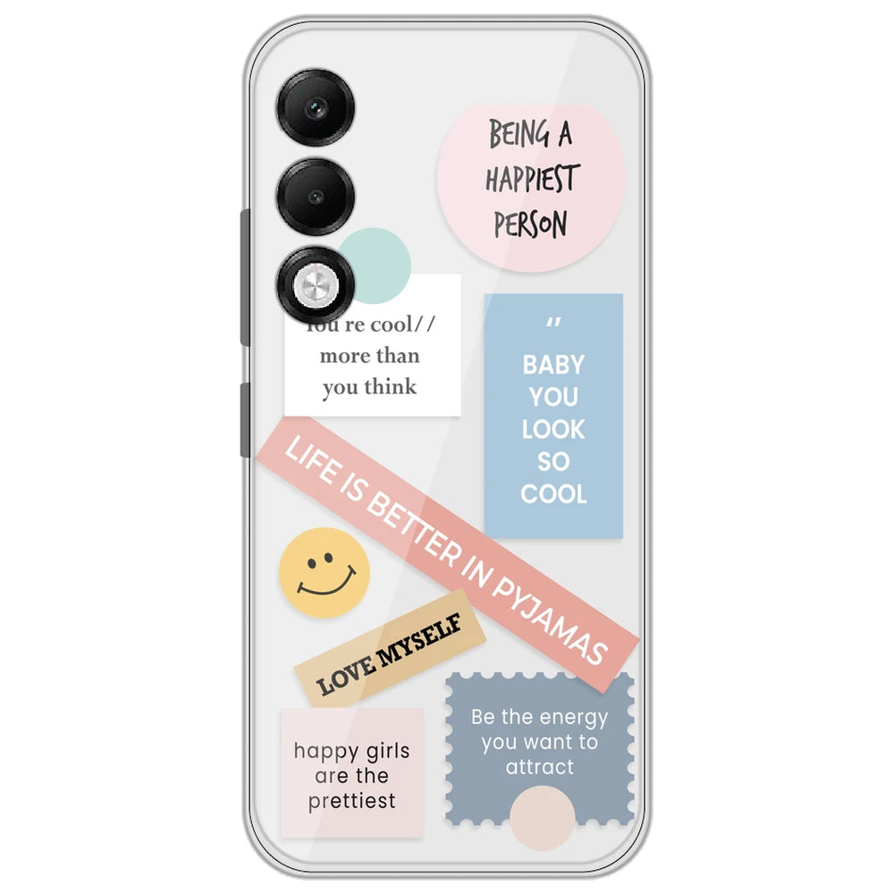 Be Happy - Clear Printed Silicone Case for Oppo K13X