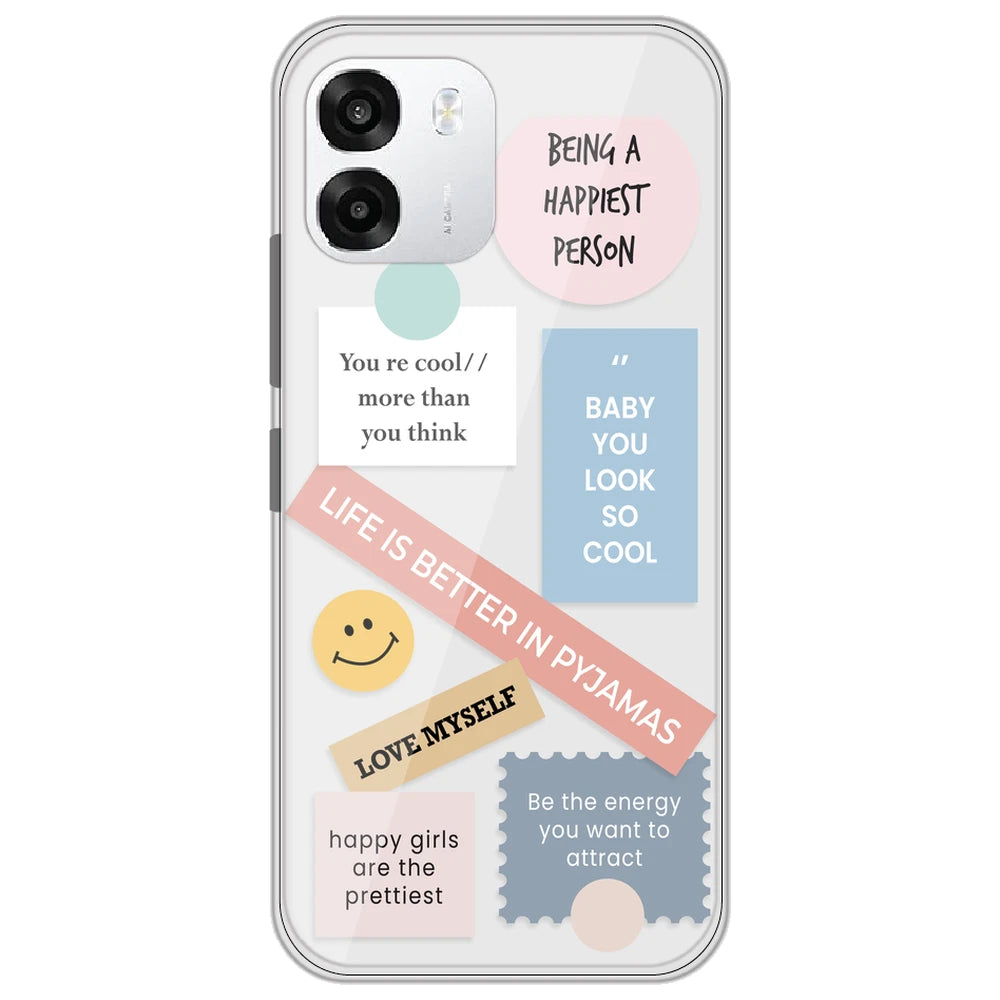Be Happy - Clear Printed Silicone Case for Oppo K14