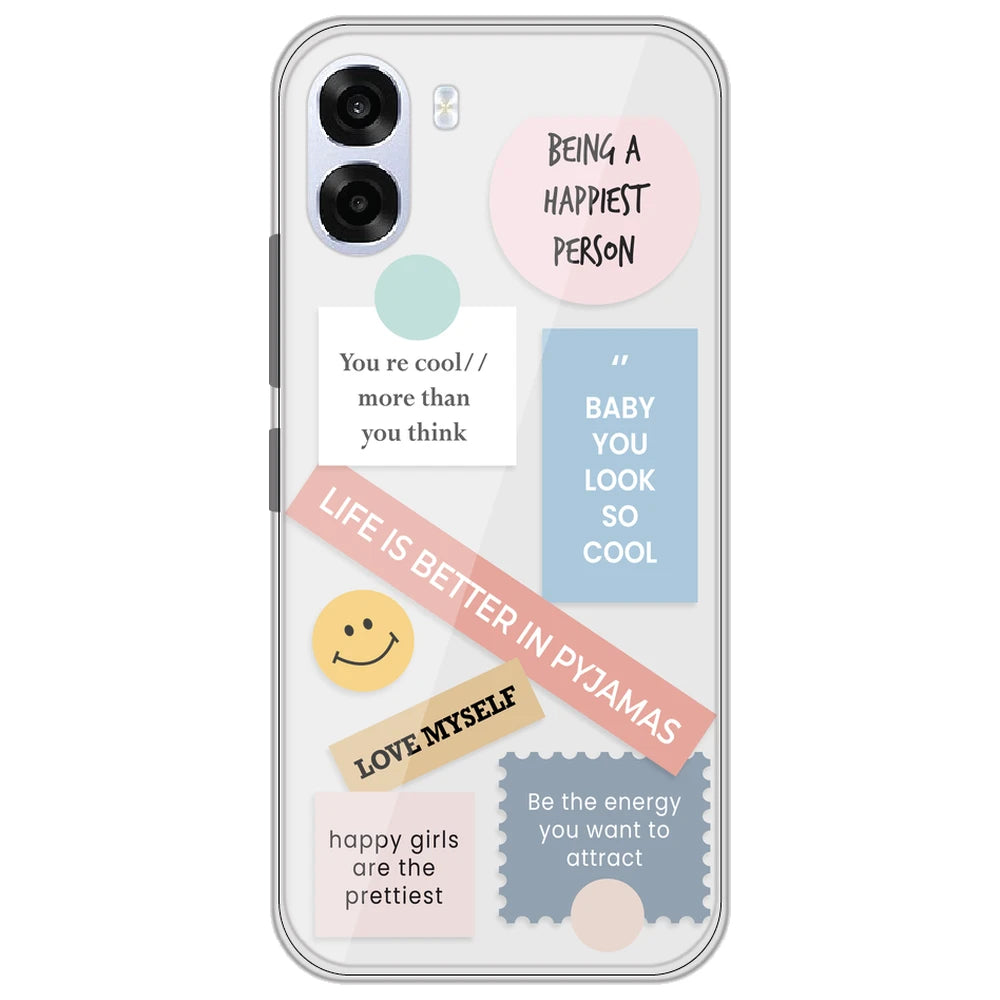 Be Happy - Clear Printed Silicone Case for Oppo K14X