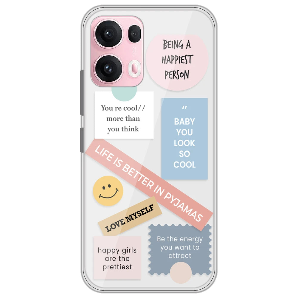 Be Happy - Clear Printed Silicone Case for Oppo Reno 13 Pro