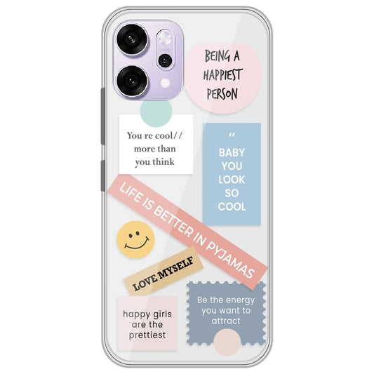 Be Happy - Clear Printed Silicone Case for Oppo Reno 14 Pro