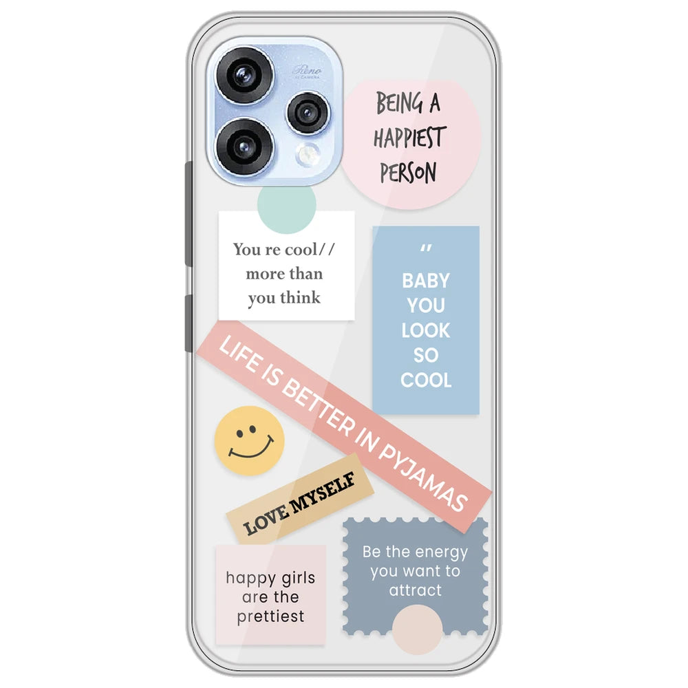 Be Happy - Clear Printed Silicone Case for Oppo Reno 15
