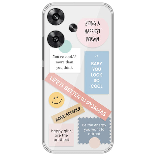 Be Happy - Clear Printed Silicone Case for Poco F6