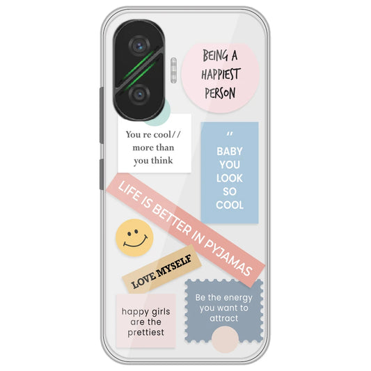 Be Happy - Clear Printed Silicone Case for Poco F7