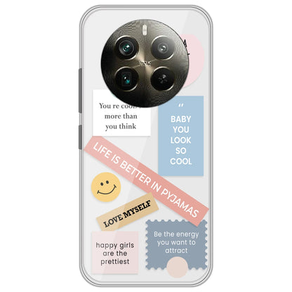 Be Happy - Clear Printed Silicone Case for Realme 12 Pro Plus