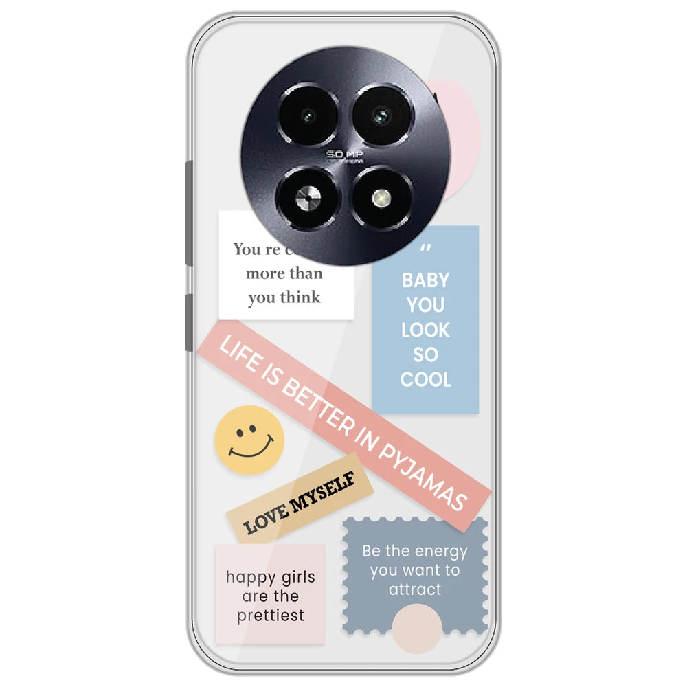 Be Happy - Clear Printed Silicone Case for Realme 13 5G