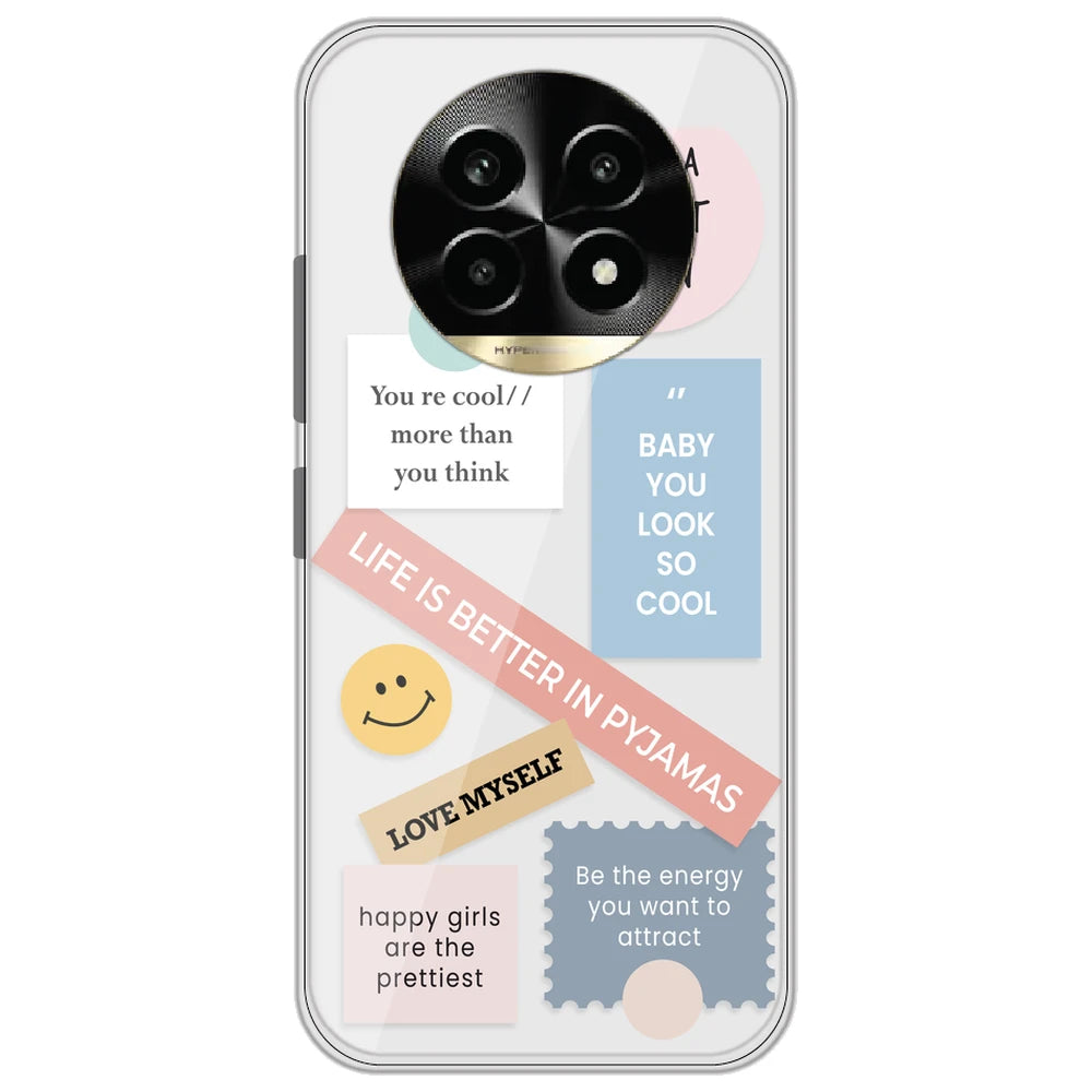 Be Happy - Clear Printed Silicone Case for Realme 14 Pro Lite