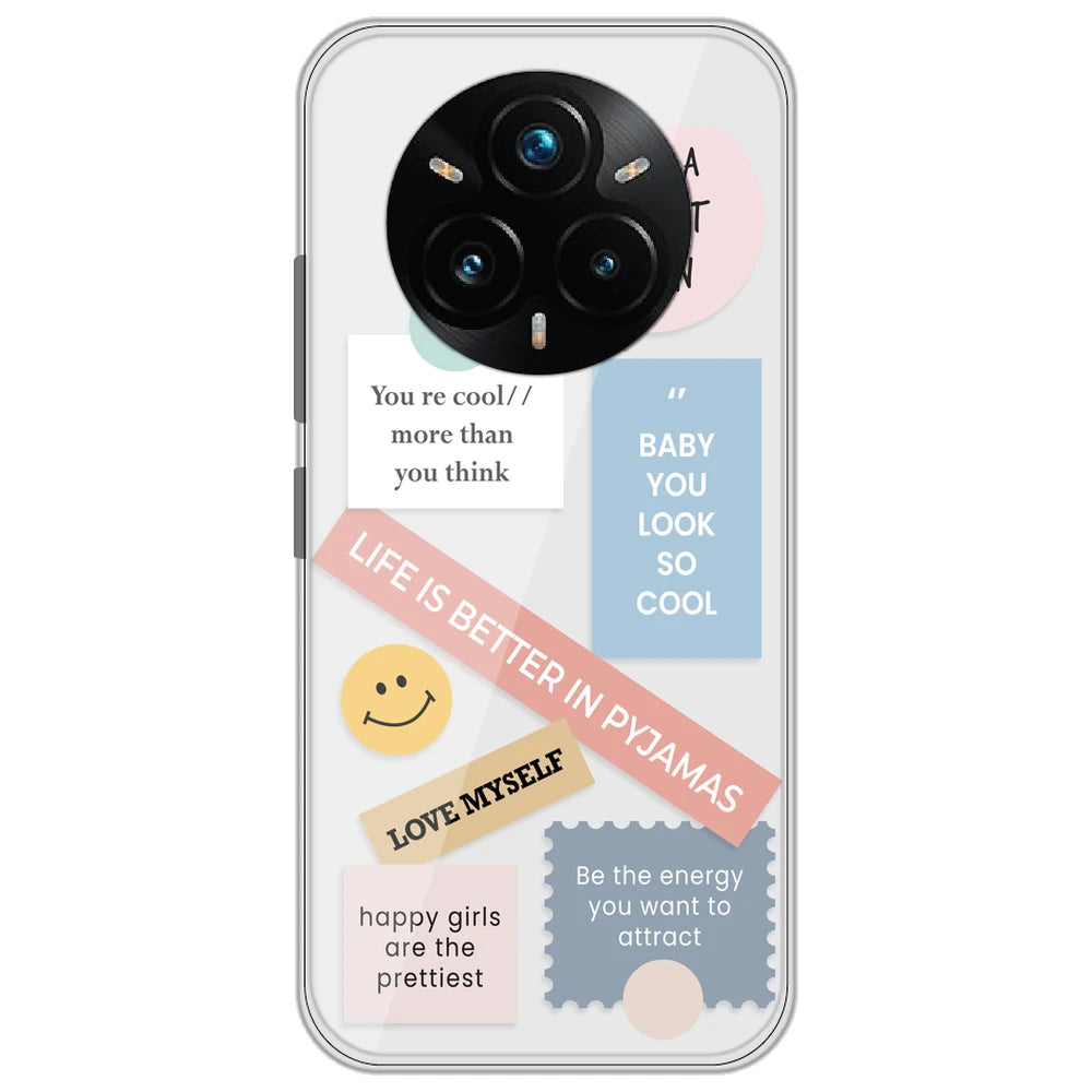 Be Happy - Clear Printed Silicone Case for Realme 14 Pro Plus