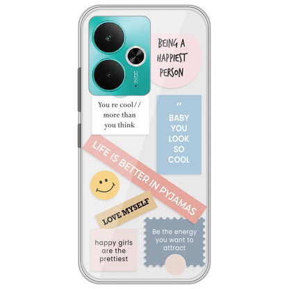 Be Happy - Clear Printed Silicone Case for Realme 14T
