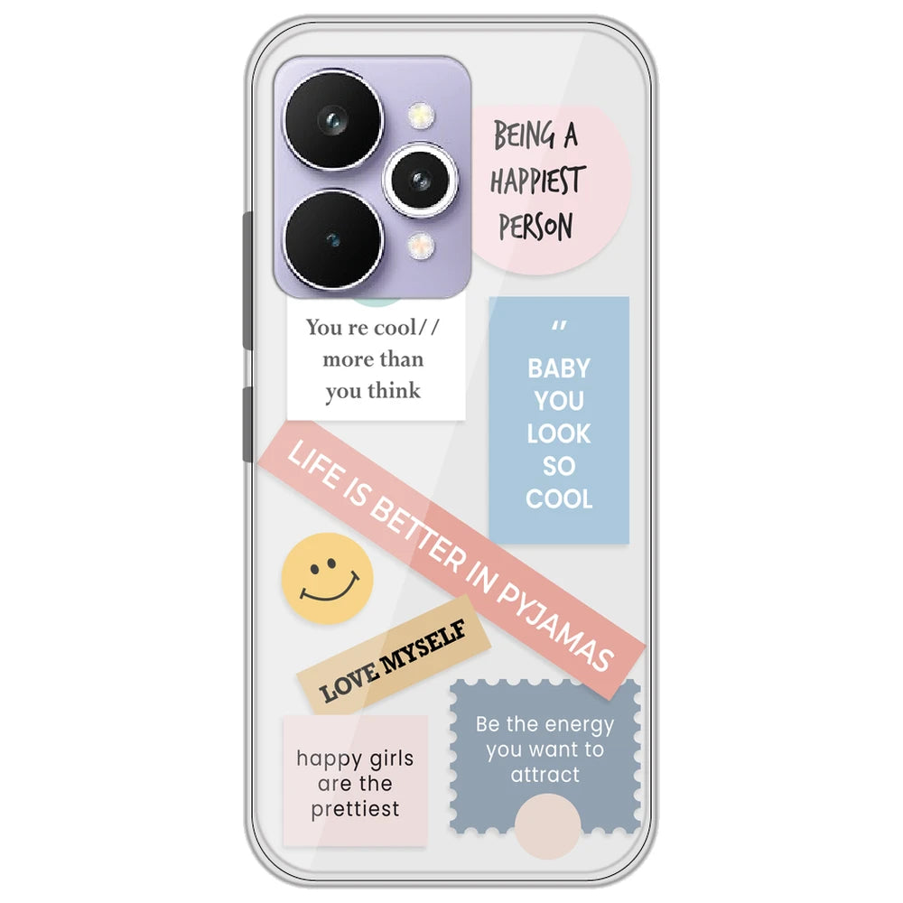 Be Happy - Clear Printed Silicone Case for Realme 15 Pro