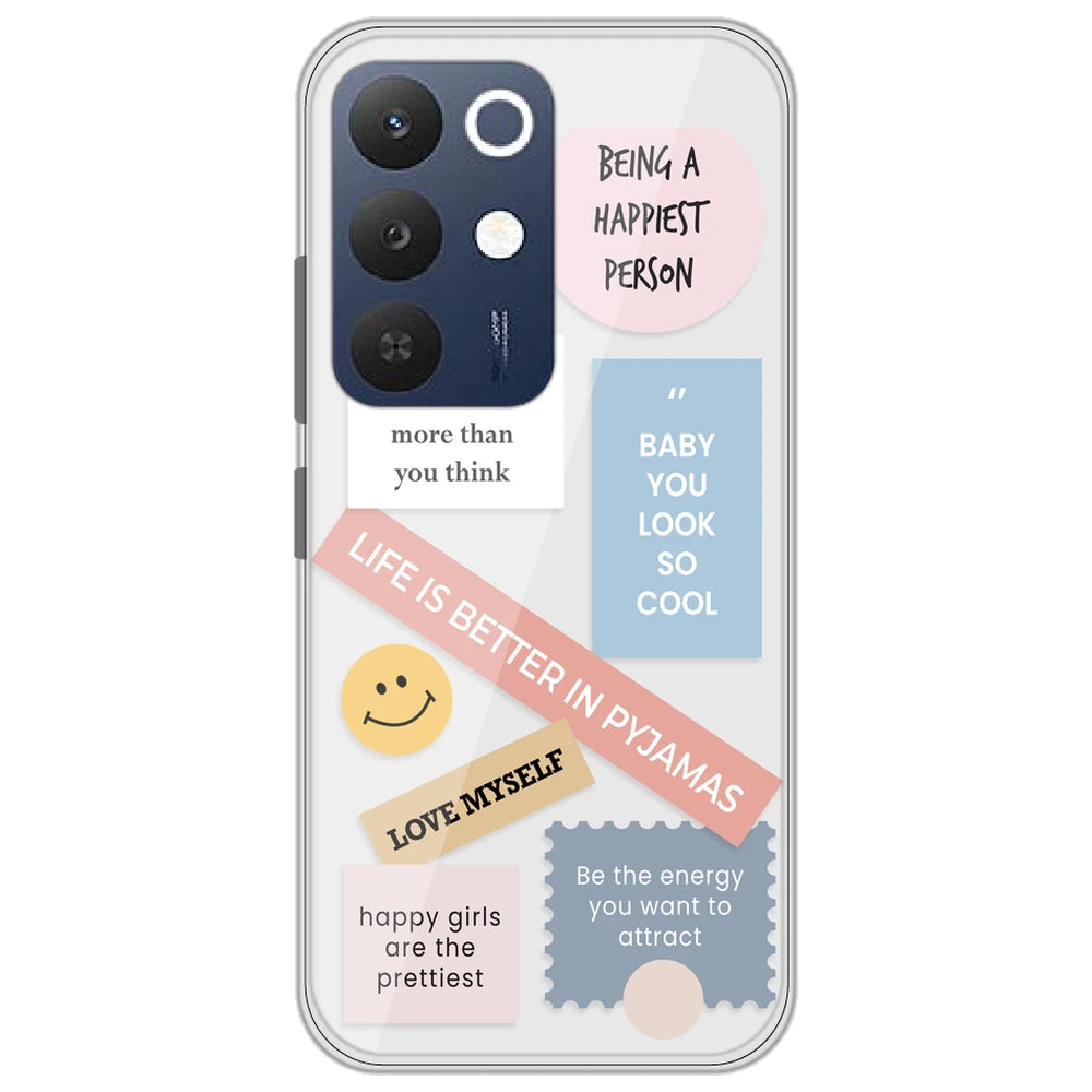 Be Happy - Clear Printed Silicone Case for Realme 15X