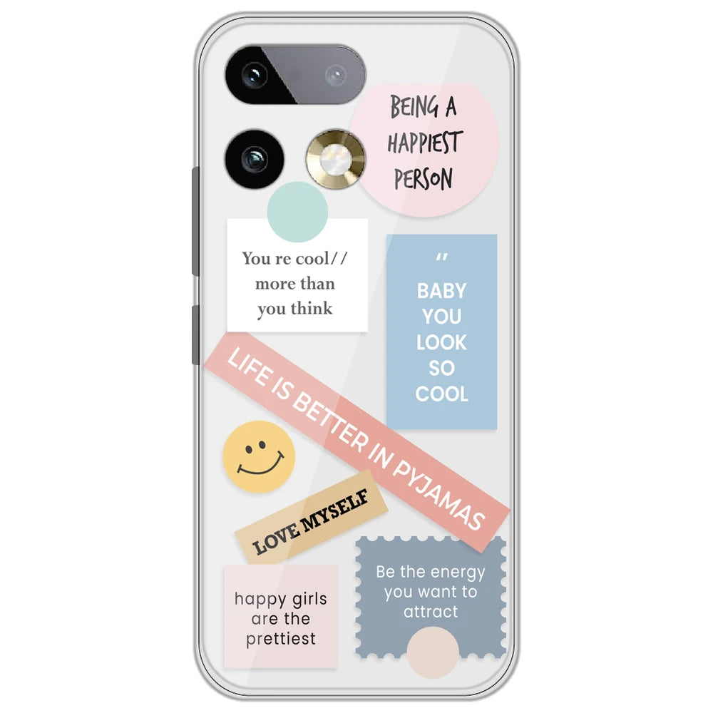 Be Happy - Clear Printed Silicone Case for Realme 16 Pro Plus