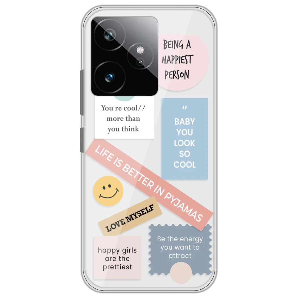 Be Happy - Clear Printed Silicone Case for Realme GT 7